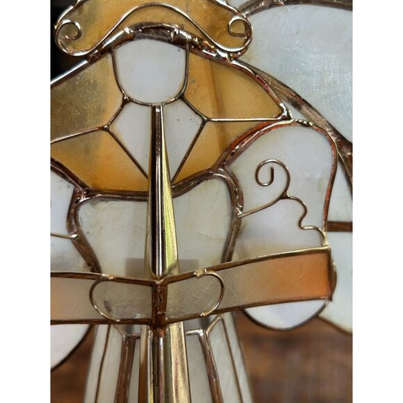 Vintage Capiz Shell & Metal Christmas Angel Figurine From Philippines READ - Picture 3 of 6